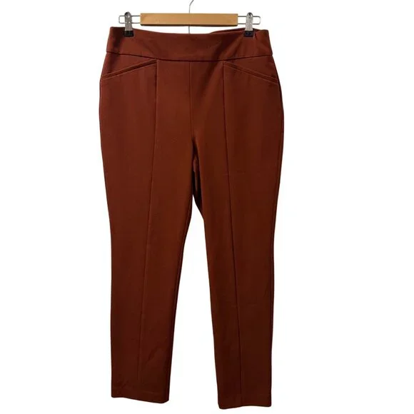 Chicos So Slimming Rust Orange Pants Size M Short High-Waisted Design Pants - Picture 2 of 12